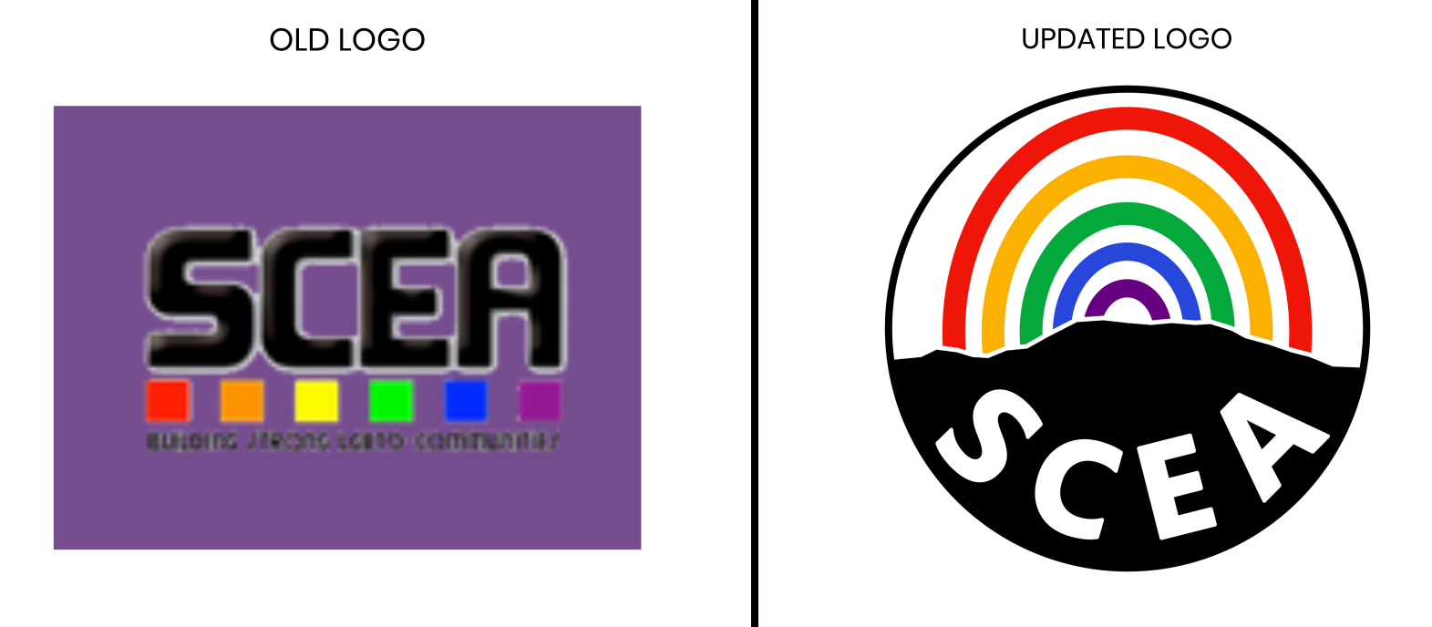 Picture of the old logo for SCEA compare new logo designed by Sampson.